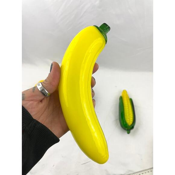 VTG Murano Style Hand Blown Glass Fruits & Vegetables Apple Squash Banana Corn - Picture 6 of 14